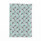 winter penguins // penguin in hats and scarves winter pingu holiday xmas fabric - lite