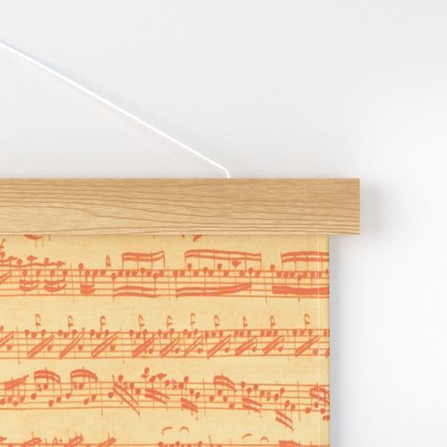 Bach's handwritten sheet music - seamless, orange creamsicle