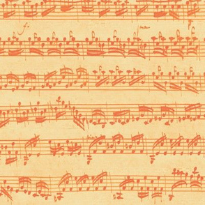 Bach's handwritten sheet music - seamless, orange creamsicle