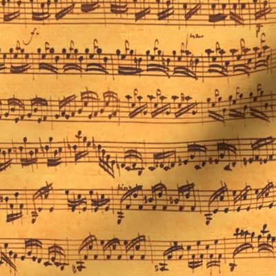 Bach's handwritten sheet music - seamless, autumn copper and gold