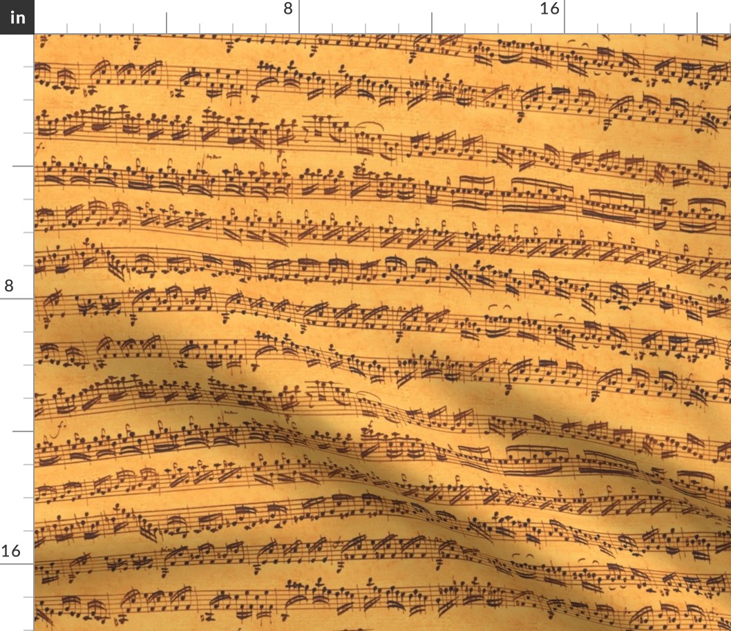 Bach's handwritten sheet music - seamless, autumn copper and gold