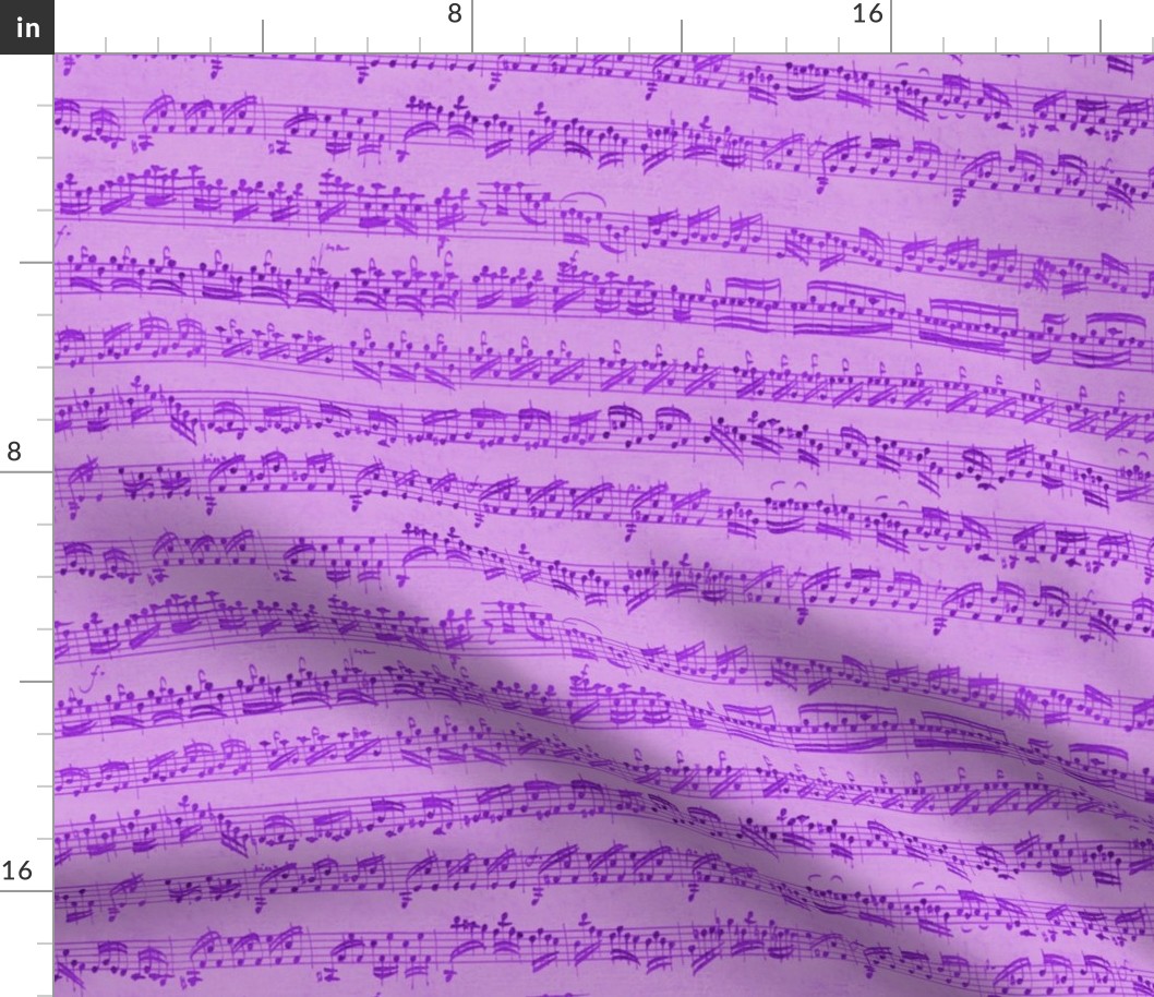 Bach's handwritten sheet music - seamless, mad purple