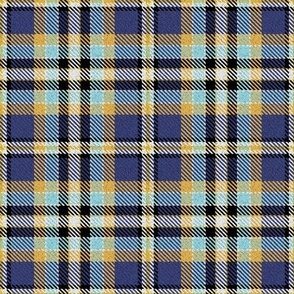 Blue Yellow Aqua Black and White Plaid