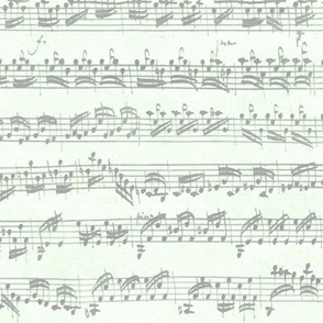 Bach's handwritten sheet music - seamless, grey on cucumber