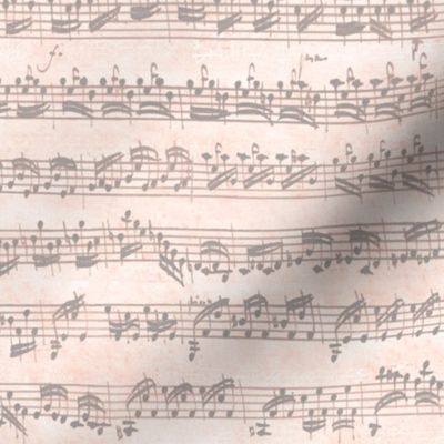 Bach's handwritten sheet music - seamless, grey on peach