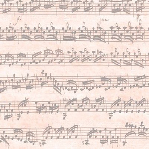 Bach's handwritten sheet music - seamless, grey on peach