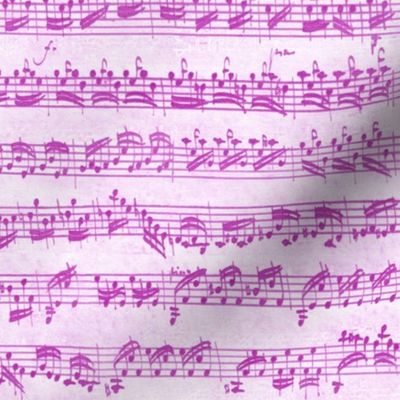 Bach's handwritten sheet music - seamless, bright orchid