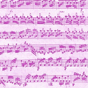 Bach's handwritten sheet music - seamless, bright orchid