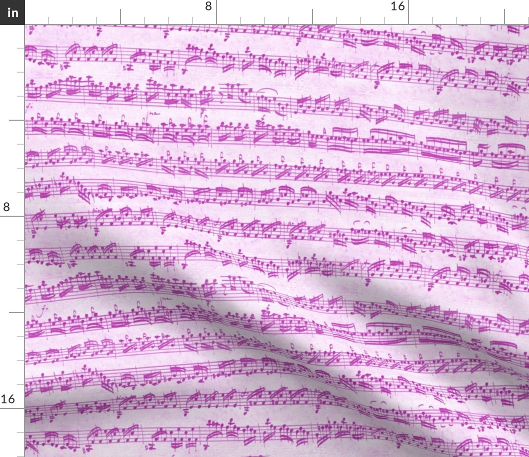Bach's handwritten sheet music - seamless, bright orchid