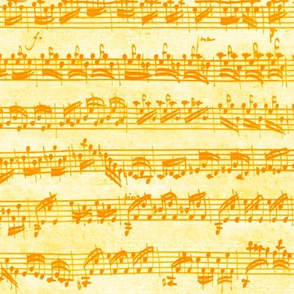 Bach's handwritten sheet music - seamless, saffron and gold