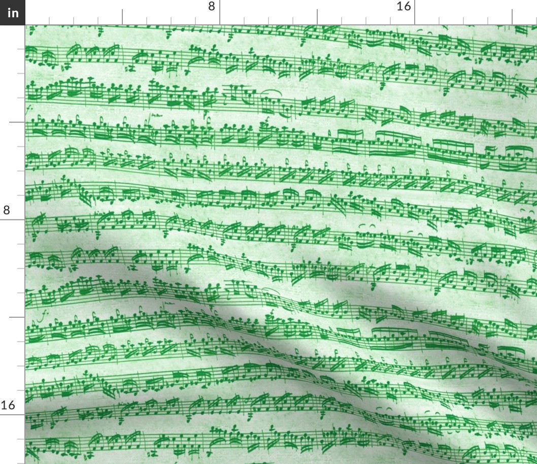 Bach's handwritten sheet music - seamless, candycane green