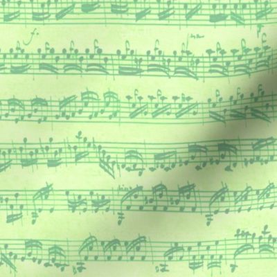 Bach's handwritten sheet music - seamless, bright light green