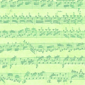 Bach's handwritten sheet music - seamless, bright light green