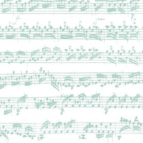 Bach's handwritten sheet music - seamless, mint on white