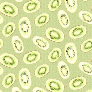 Watercolor Kiwi  Linen Fruit Summer Lime Green Garden_Miss Chiff Designs