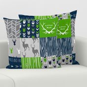 6” squares Patchwork deer with Seahawks Green