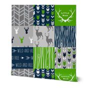 6” squares Patchwork deer with Seahawks Green
