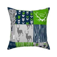 6” squares Patchwork deer with Seahawks Green