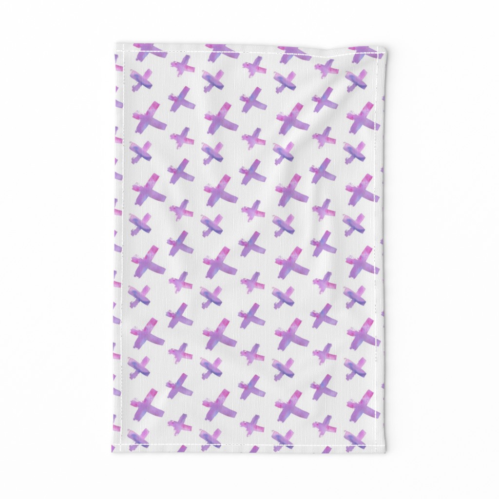 Pink and Purple Watercolor Abstract Crosses Pattern