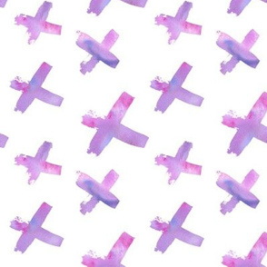 Pink and Purple Watercolor Abstract Crosses Pattern