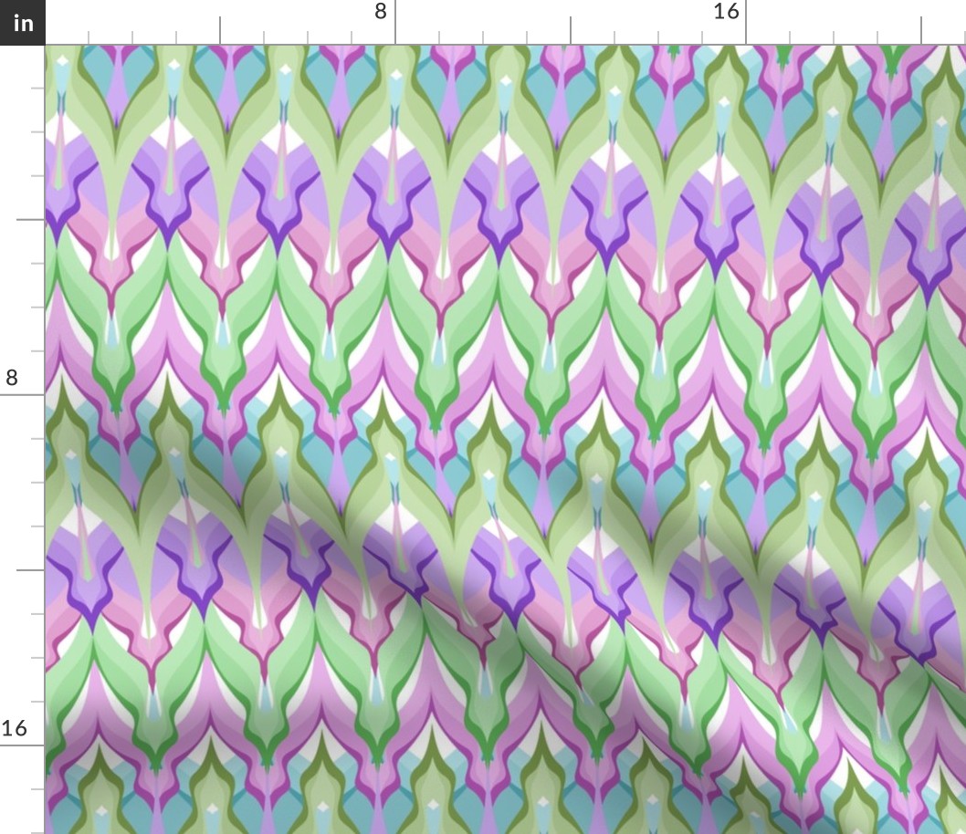  Zigzag green  lilac and pink tones 