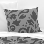 Scroll Damask Pattern Mid on Lt Gray