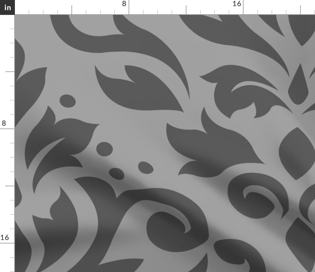 Scroll Damask Pattern Mid on Lt Gray