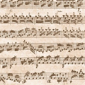 Bach's handwritten sheet music - seamless, natural brown