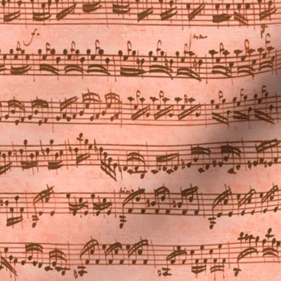 Bach's handwritten sheet music - seamless, coral and bronze
