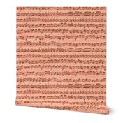 Bach's handwritten sheet music - seamless, coral and bronze