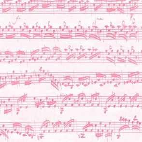 Bach's handwritten sheet music - seamless, pink and white