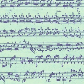 Bach's handwritten sheet music - seamless - purple, mint and pale green