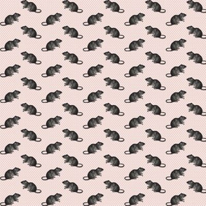 Rats on white dots pink background 3