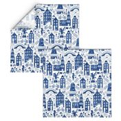 Holland in royal Delft blue watercolors