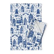 Holland in royal Delft blue watercolors