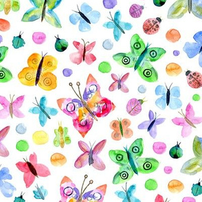 Watercolor bright butterflies