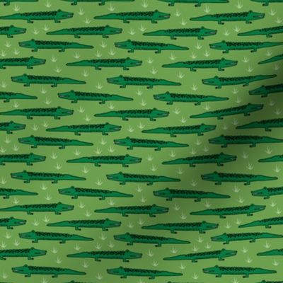 crocodile fabric // green crocodiles gators alligator design