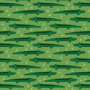 crocodile fabric // green crocodiles gators alligator design