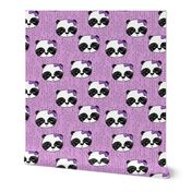 panda girl fabric // girl bow pandas fabric purple