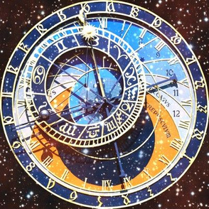 7 clocks time stars universe red galaxy zodiac Horoscope Aries Taurus Gemini Cancer Leo Virgo Libra Scorpio Sagittarius Capricorn Aquarius Pisces  astrology gold  roman numerals cosmic cosmos planets galaxies nebulae night quasars transparent see through