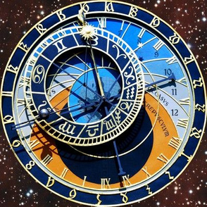 2 clocks time stars universe red galaxy zodiac Horoscope Aries Taurus Gemini Cancer Leo Virgo Libra Scorpio Sagittarius Capricorn Aquarius Pisces astrology gold  roman numerals cosmic cosmos planets galaxies nebulae night quasars  