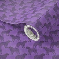 Tiny Dogue de Bordeaux stamp on linen - purple