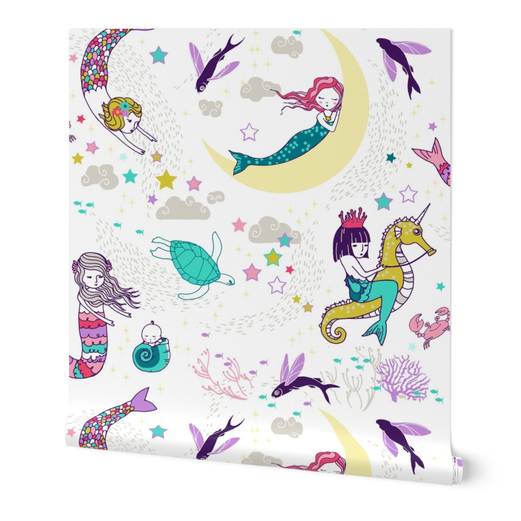 Mermaid Lullaby (small) Candy white background 