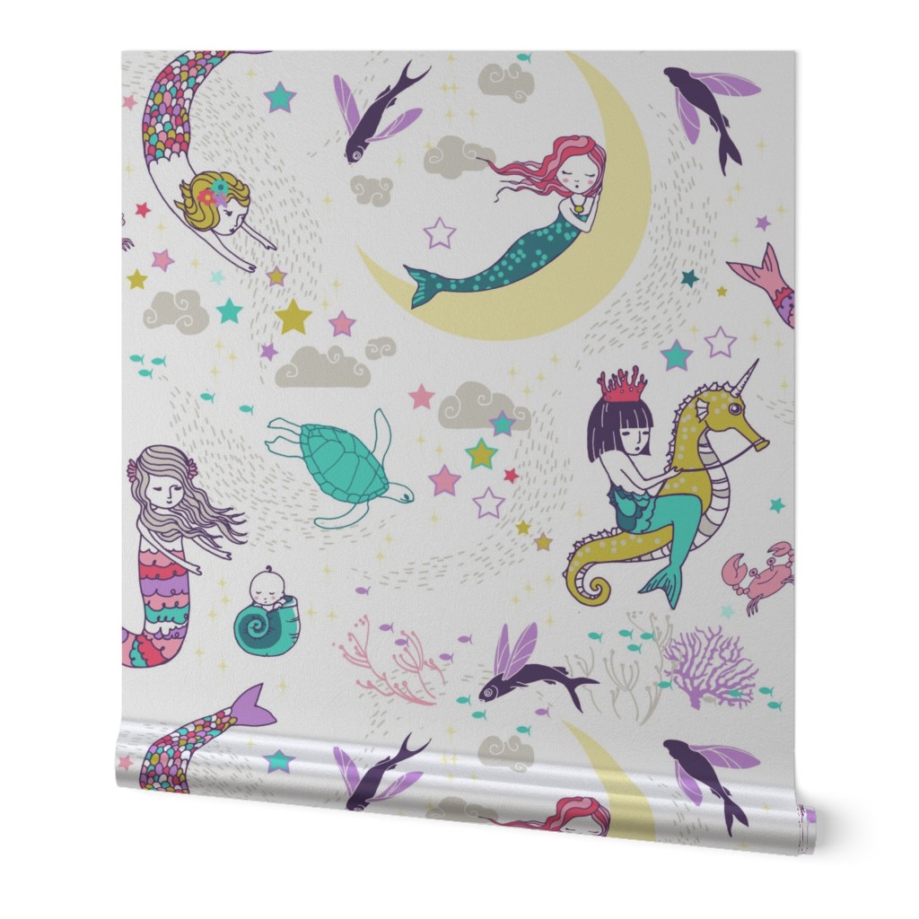 Mermaid Lullaby (small) Candy white background 