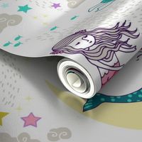 Mermaid Lullaby (small) Candy white background 