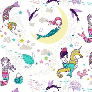 Mermaid Lullaby (small) Candy white background 