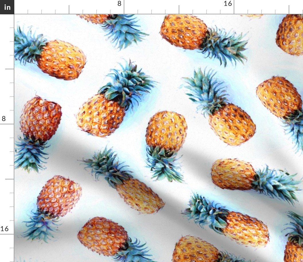 Painted Pineapples on White