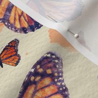 Monarch Butterflies With Orange Watercolor