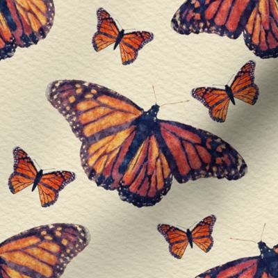 Monarch Butterflies With Watercolor Texture