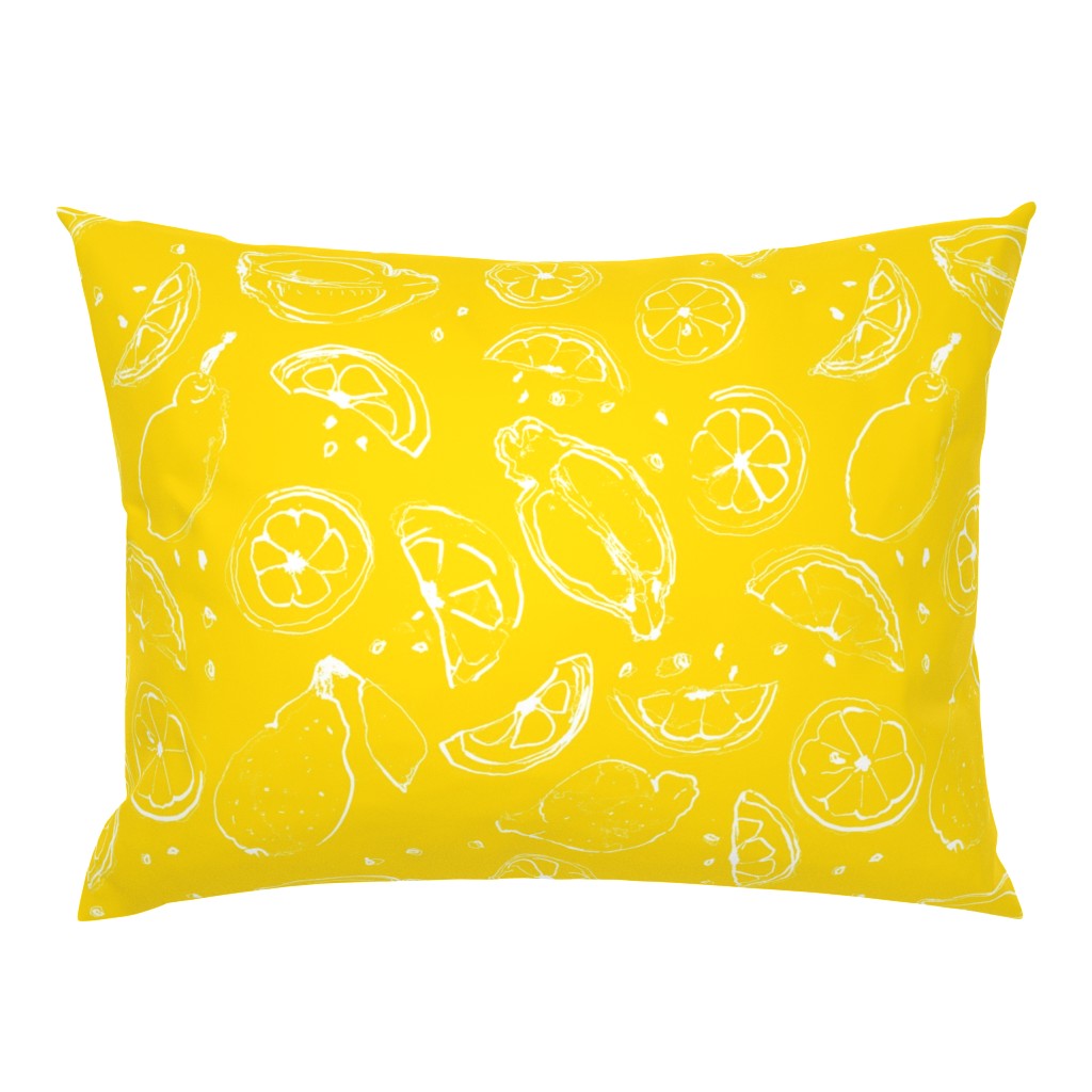 Cheerful Lemons yellow - white